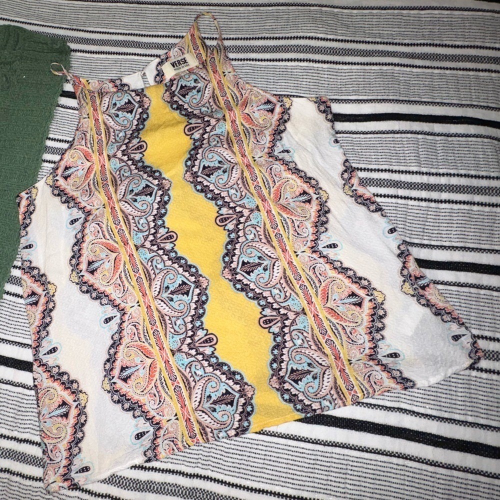 Verse Paisley Tank Top Womens Boho Multicolor Sleeveless Blouse‎ S